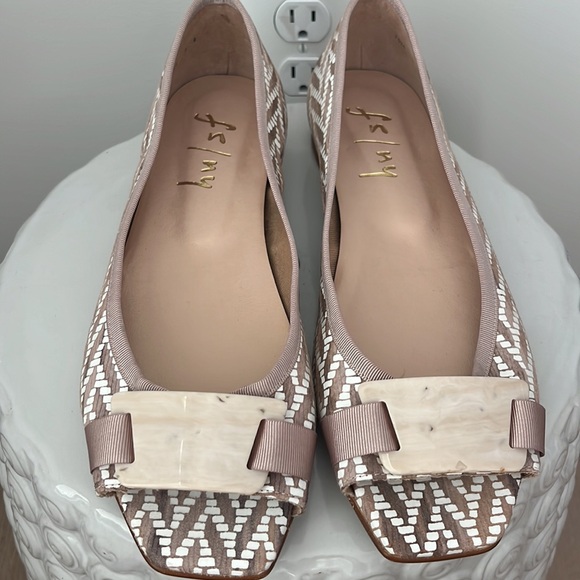 FS/NY French Soles Brown/White Peep Toe Loafers - Picture 6 of 9